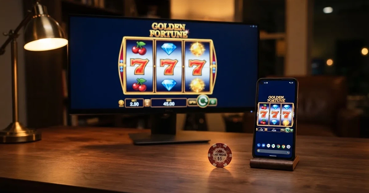 České online casino s nabídkou vstupního bonusu bez vkladu zobrazené na monitoru a vedle něj na mobilním telefonu