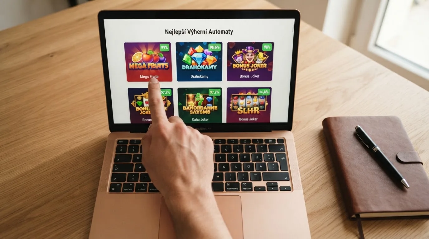 Tabulka nebo vizuální srovnání několika online automatů s vyznačenými procenty RTP, seřazených od nejvyššího